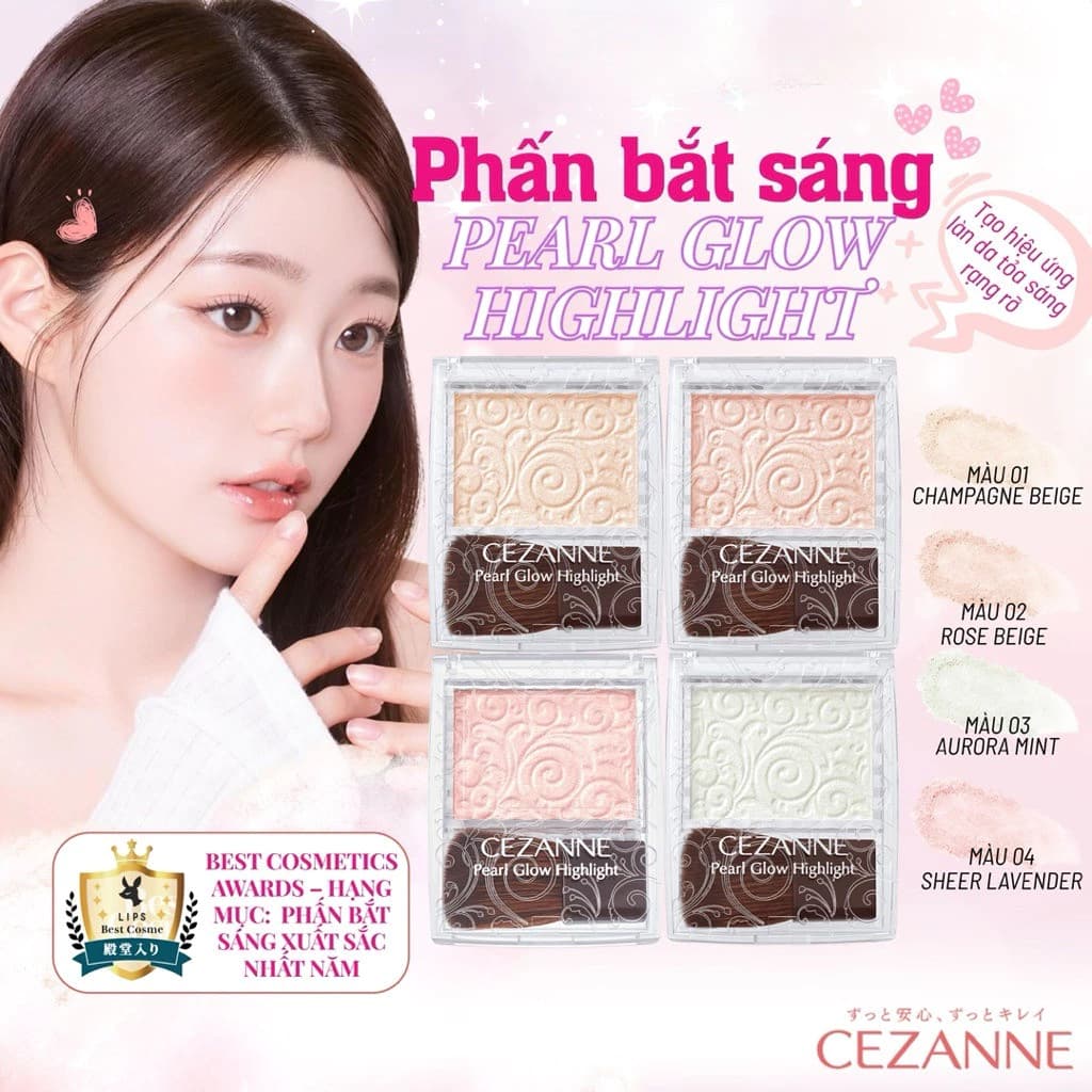 [CHÍNH HÃNG NHẬT BẢN] Phấn Bắt Sáng Cezanne Pearl Glow Highlight – Căng Bóng, Tự Nhiên, Lấp Lánh Như Sương
