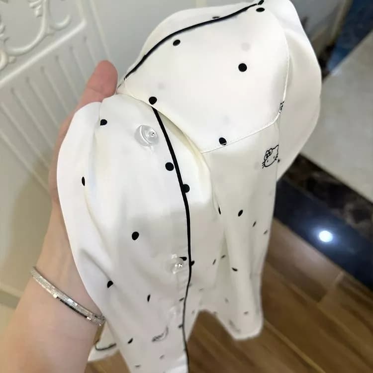 Bộ đồ ngủ dành cho nữ, quần đùi tay ngắn mỏng mùa hè, đồ mặc nhà lụa họa tiết hoạt hình dễ thương - Hàng order