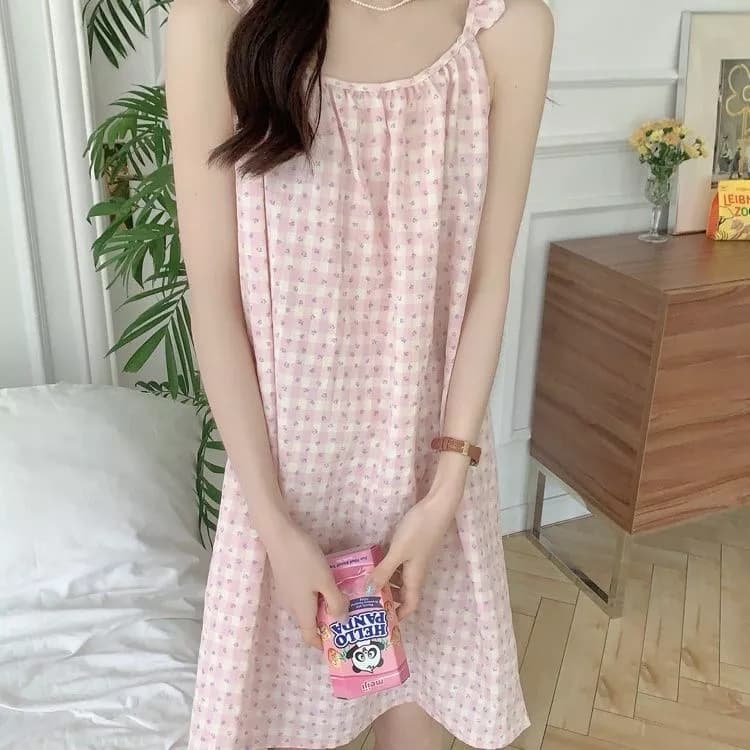 Đầm Ngủ Sọc Phong Cách Dopamine Thời Thượng Mùa Hè, Có Đệm Ngực Dành Cho Nữ, Kiểu Áo Yếm Gợi Cảm - Hàng Order