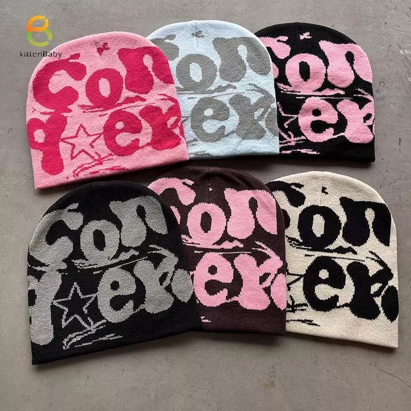 Mũ len acryl Y2K thời trang với vành che tai, phù hợp mùa đông và streetwear hip hop