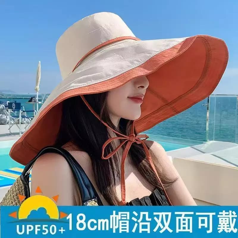 Phong Cách Mới Nữ Quá Khổ Mũ Xô Hai Mặt Chống Gió Mũ Chống Nắng Du Lịch Lưu Trữ Tiện Lợi Phong Cách