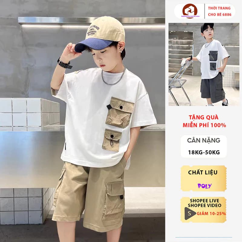 Bộ đồ bé trai mùa hè, quần áo trẻ em mùa hè. set đồ thời trang hè bé trai 18-50kg mẫu B2T, bộ đồ cộc tay bé trai mùa hè