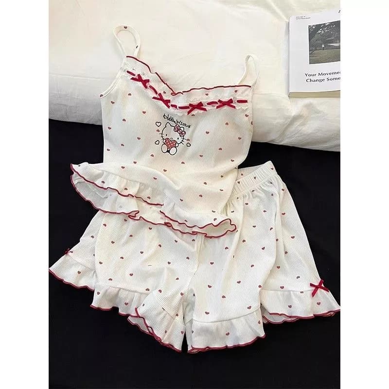 Đồ Ngủ In Hình Hello Kitty Cho Nữ Mùa Hè Mới, Bộ Đồ Mặc Nhà Không Tay, Thích Hợp Cho Mặc Ngoài Trời- Hàng Order