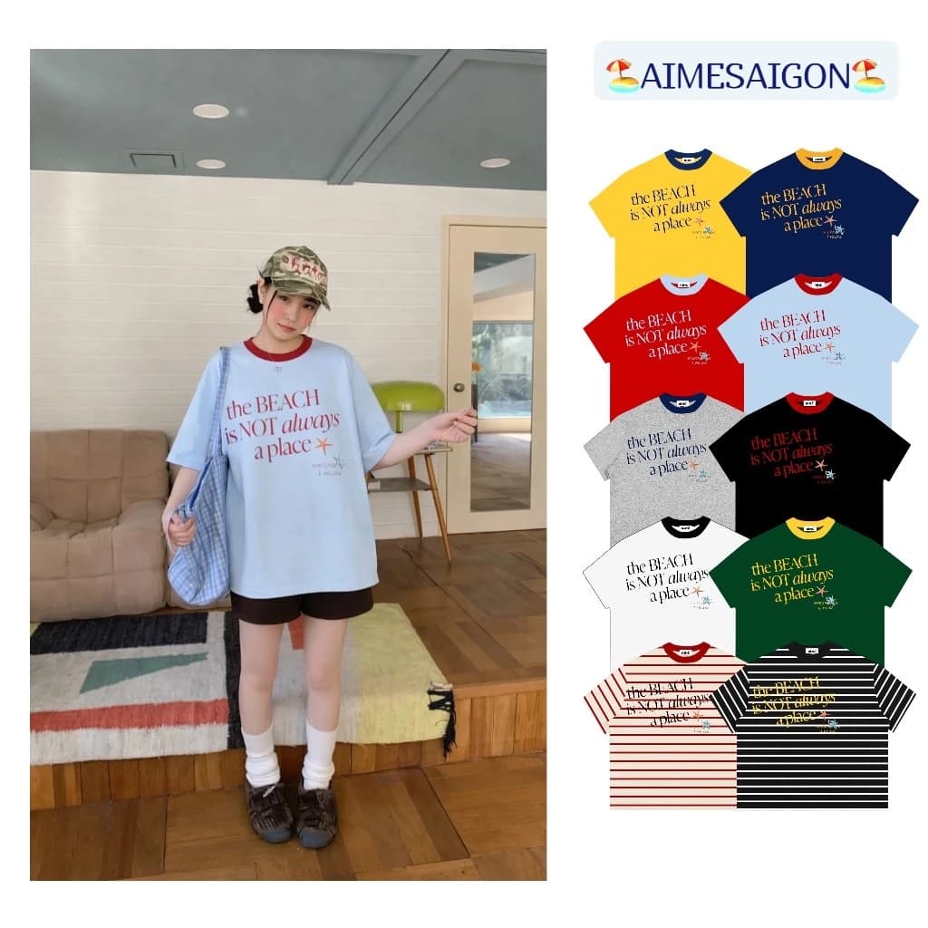 A4 Aimesaigon Áo Thun Big Boxy LocalBrand Form Rộng Tay Ngắn Cotton 250gsm "theBEACH" Nam Nữ Unisex Mùa Hè