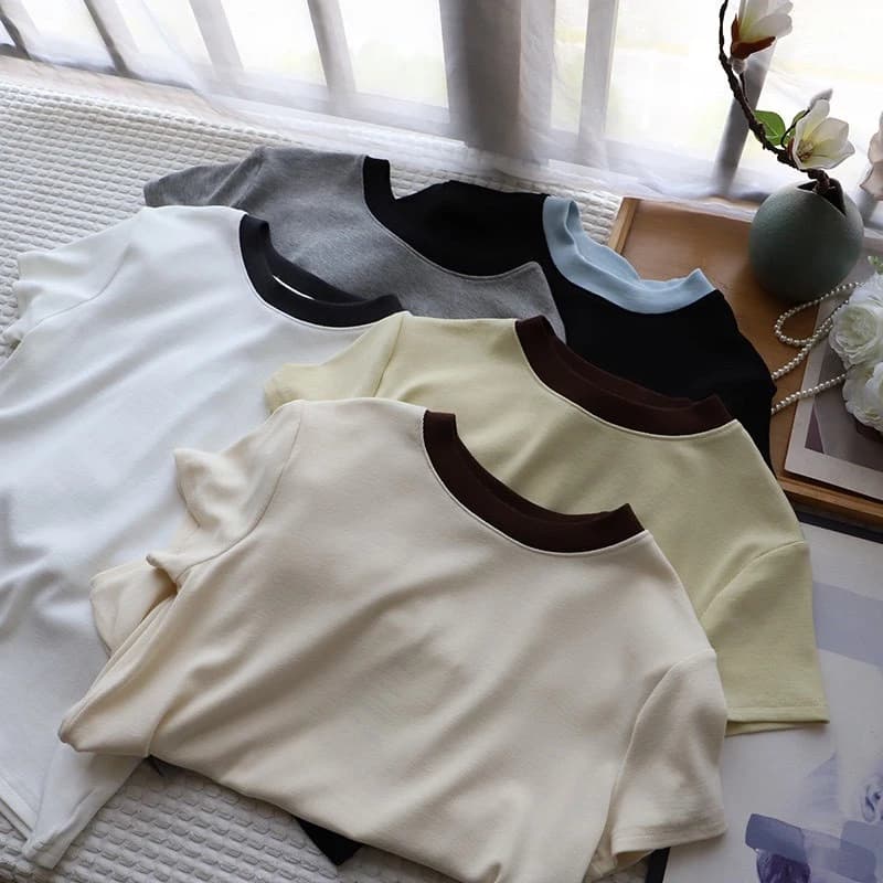 👕 ÁO THUN NỮ PHỐI VIỀN CỔ – FORM ÔM NHẸ, DỄ PHỐI ĐỒ