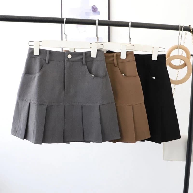 Váy chữ A khoe dáng , đầu thu váy xếp ly phong cách hàn quốc