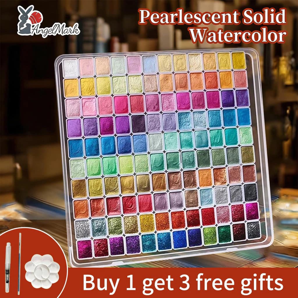 Angel Mark Pearlescent Solid Watercolor Paint Set Màu Sắc Sống Động Móng Tay Nghệ Thuật Thủ Công DIY 1 Tặng 3 Quà Tặng Miễn Phí