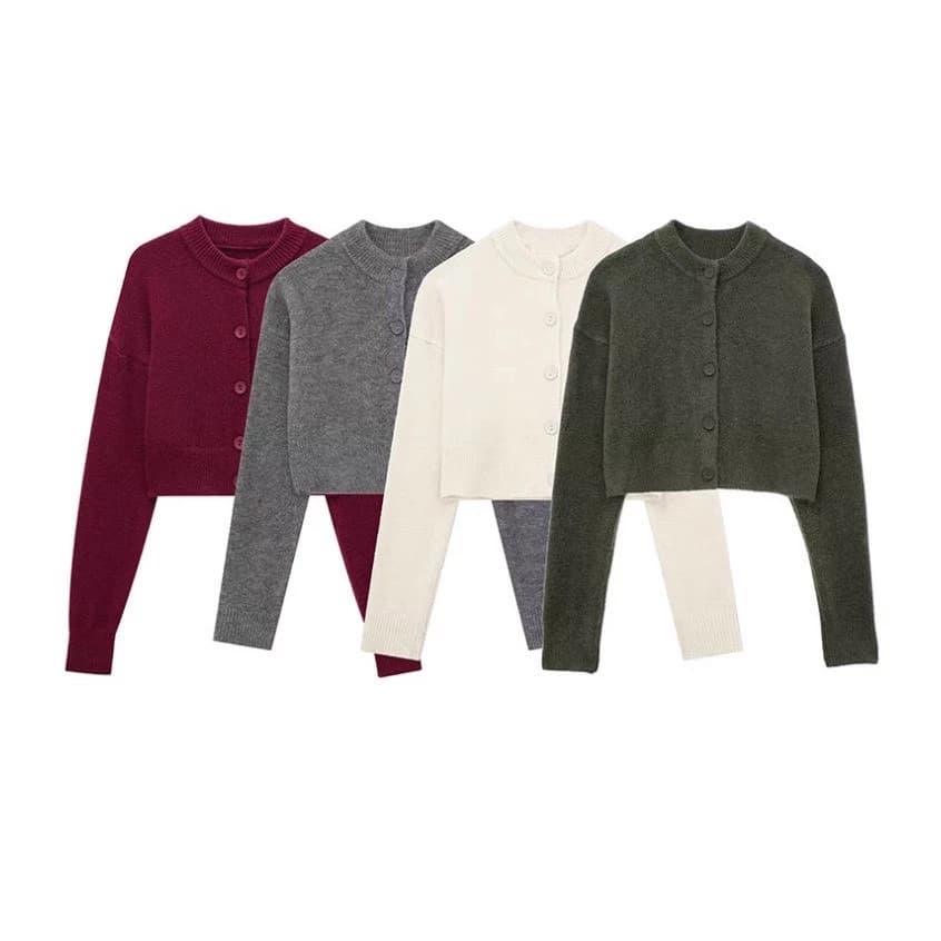 Áo khoác len cardigan dệt kim phong cách thời trang giản dị Âu mỹ