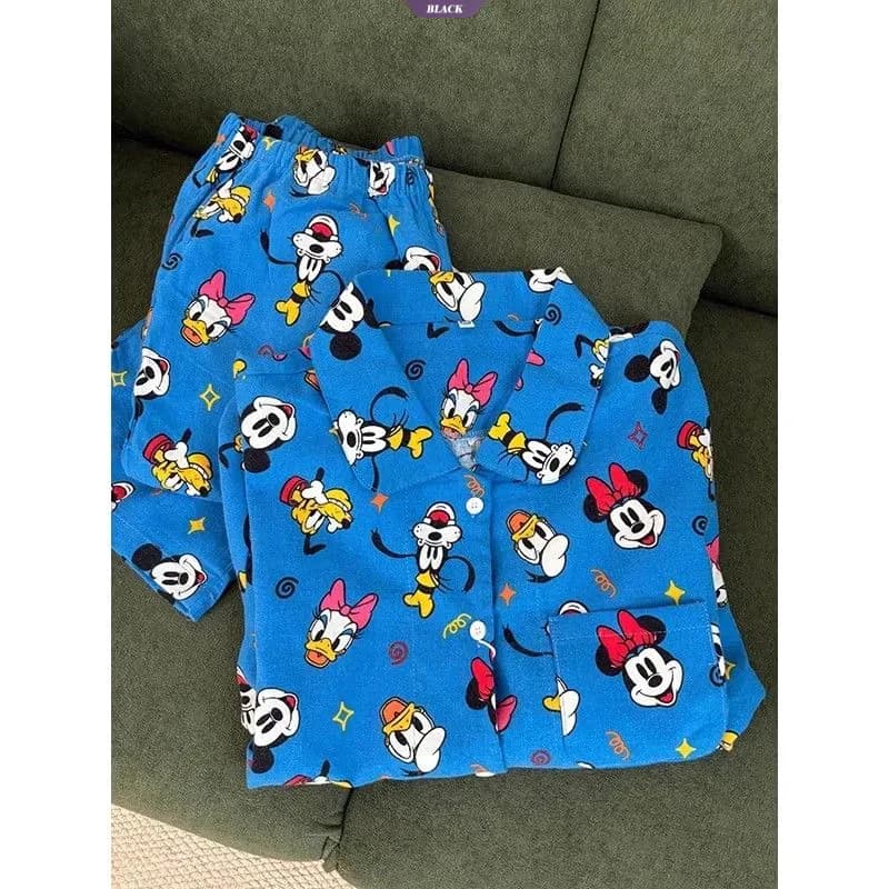 Bộ phòng chờ xuân thu dành cho nữ: Áo cardigan len in hình chuột Mickey và họa tiết hoạt hình