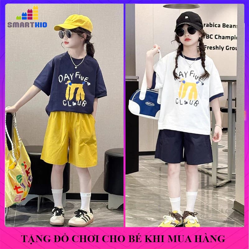 [18-52kg] Bộ cộc tay bé gái, đồ bộ cho bé gái mùa hè, quần áo mùa hè cho bé gái mẫu DAY size 18-50kg chất liệu cotton