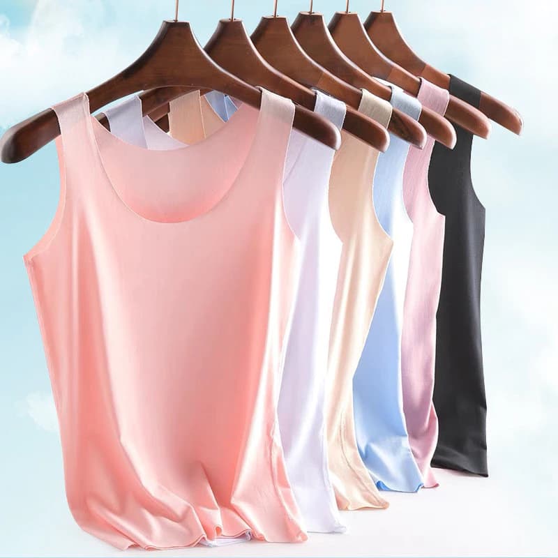 Áo thun nữ lụa băng không dấu vết mùa hè Áo thun mỏng phiên bản Hàn Quốc