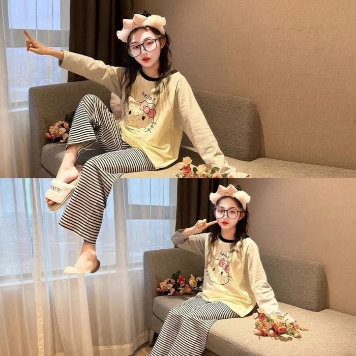 Quần dài công chúa mỏng dài tay cho bé gái trung niên trở lên, đồ ngủ công chúa trẻ em, bộ quần áo