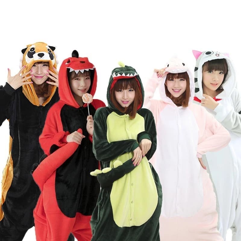Bộ đồ ngủ kigurumi hình khủng long, đồ ngủ một mảnh, phù hợp cho tiệc Giáng sinh mùa đông