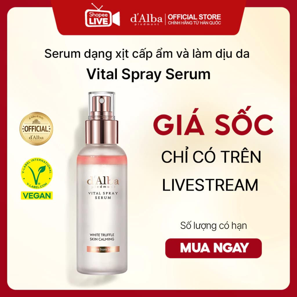 [Live] Serum dạng xịt cấp ẩm và làm dịu d'Alba Vital Spray Serum 100ml