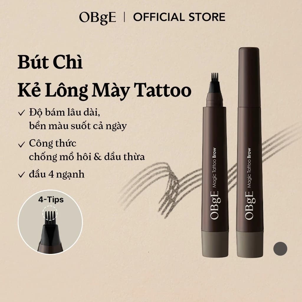 [OBgE Chính hãng] Bút kẻ mày phẩy sợi Magic Tattoo Brow 2ml #Xám tự nhiên | Độ bền mạnh mẽ | Chống mồ hôi & dầu | Lông mày sắc nét, ấn tượng | Chạm từng sợi lông tinh tế | Kết cấu lông mày