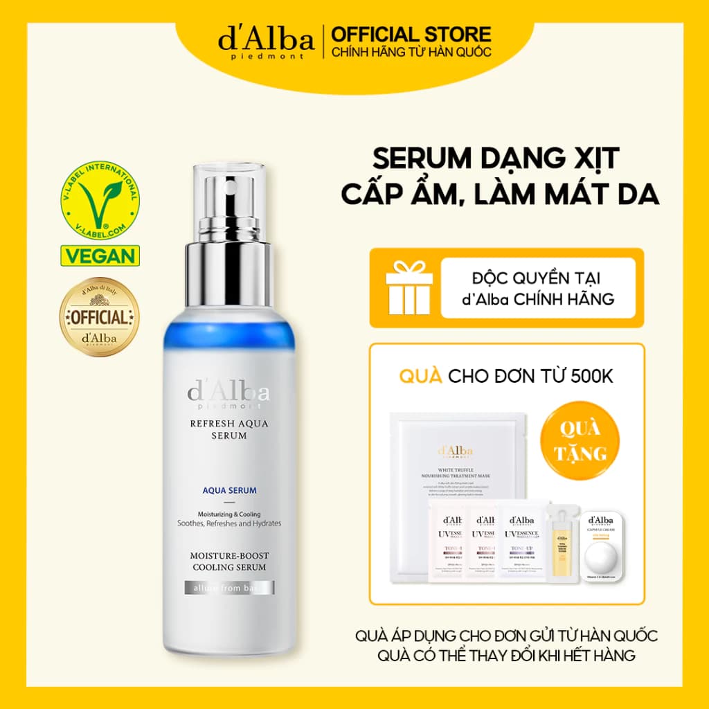 [d'Alba Official] Serum dạng xịt cấp ẩm làm mát da d'Alba Refresh Aqua Serum  100ml