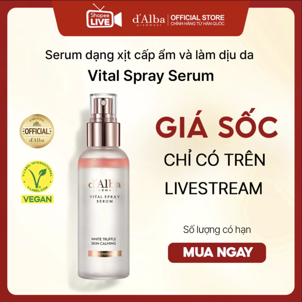 [Live] Serum dạng xịt cấp ẩm và làm dịu da d'Alba Vital Spray Serum 100ml
