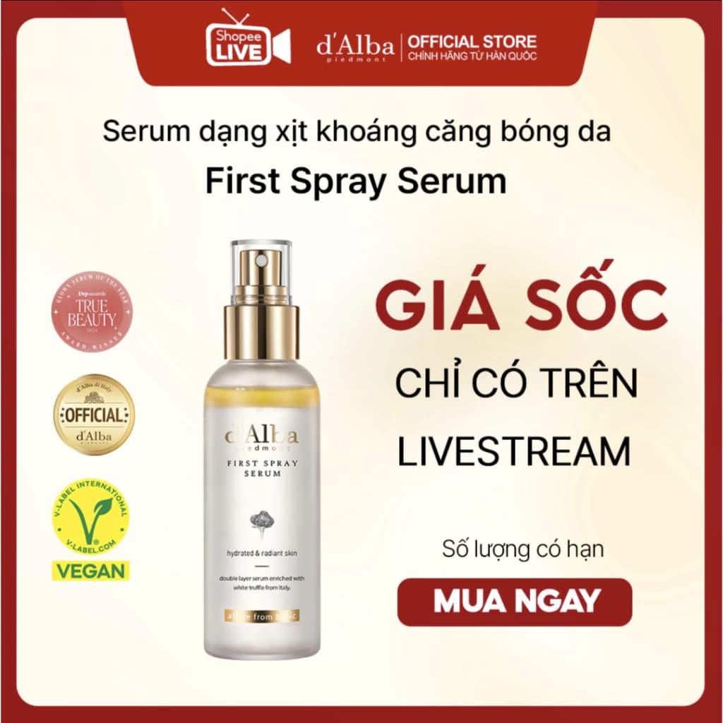 [Live] Serum dạng xịt căng bóng da d'Alba First Spray Serum 100ml