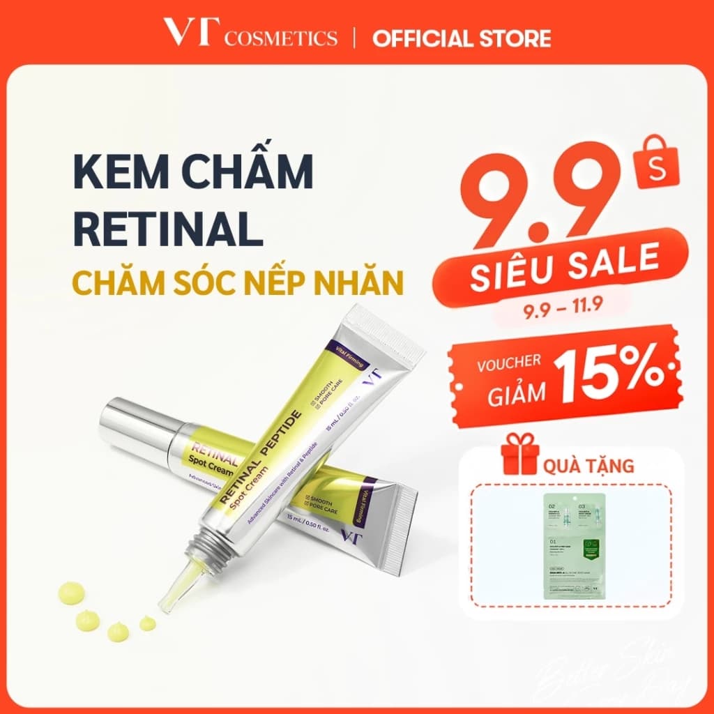 [VT] Kem chấm điểm Retinal Peptide Spot Cream 15ml Nano Retinal Firming Wrinkle Care [Official Flagship]