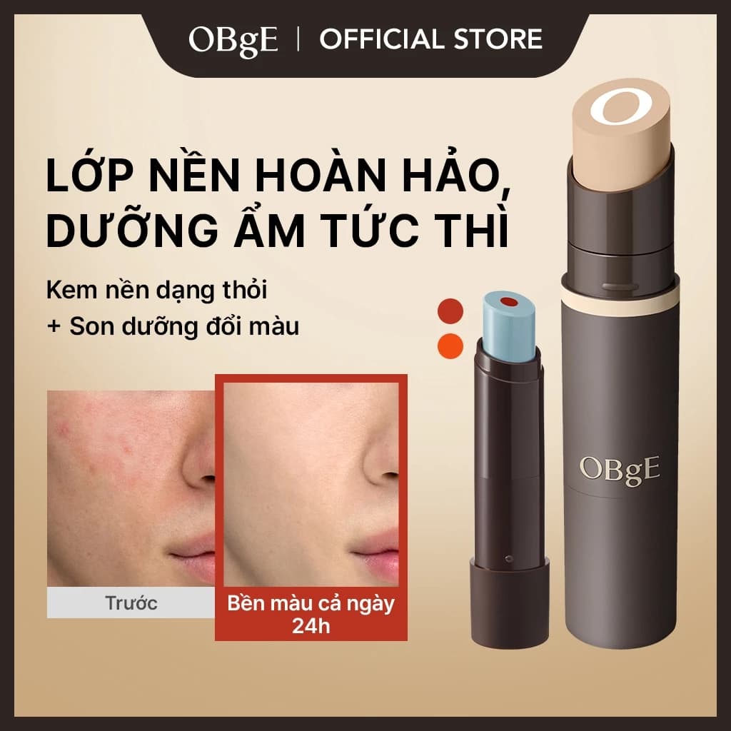 [OBgE LIVE] Bộ đôi kết hợp trang điểm hoàn hảo OBgE (Kem nền thỏi Natural Cover Foundation + Son dưỡng đổi màu môi)
