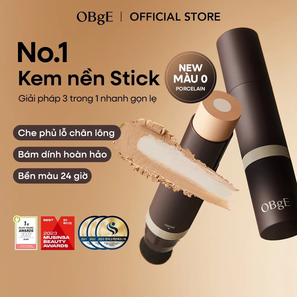 [OBgE Chính Hãng] Kem Nền Thỏi Natural Cover Foundation 13g SPF50+ PA++++ 3 Trong 1 Che Phủ Lỗ Chân Lông Nhanh, Bám Mịn Lâu Trôi 24H, Kèm Cọ Tán Siêu Mịn