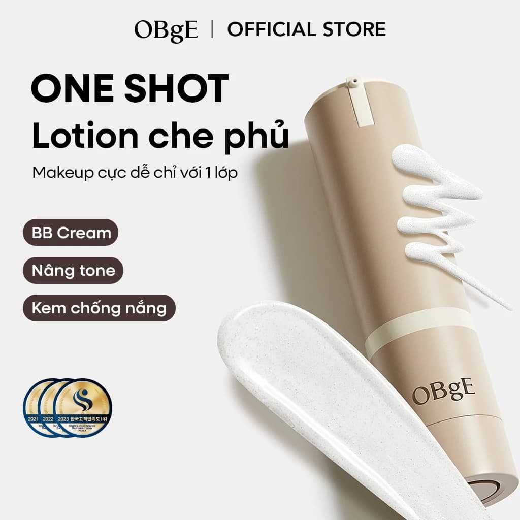 [OBgE Chính hãng] Kem Nền dạng Lotion Che Phủ Tự Nhiên 50g SPF50+ PA++++ | Nâng Tông, Kiểm Soát Dầu, Che Khuyết Điểm OBgE Natural Cover Lotion