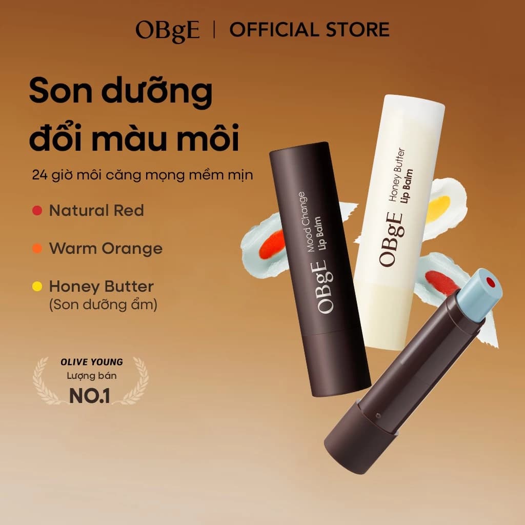 [OBgE Chính Hãng] Son Dưỡng Môi Lõi Kép 2 trong 1, Cấp Ẩm Sâu, Lên Màu Tự Nhiên Theo Sắc Môi 3g