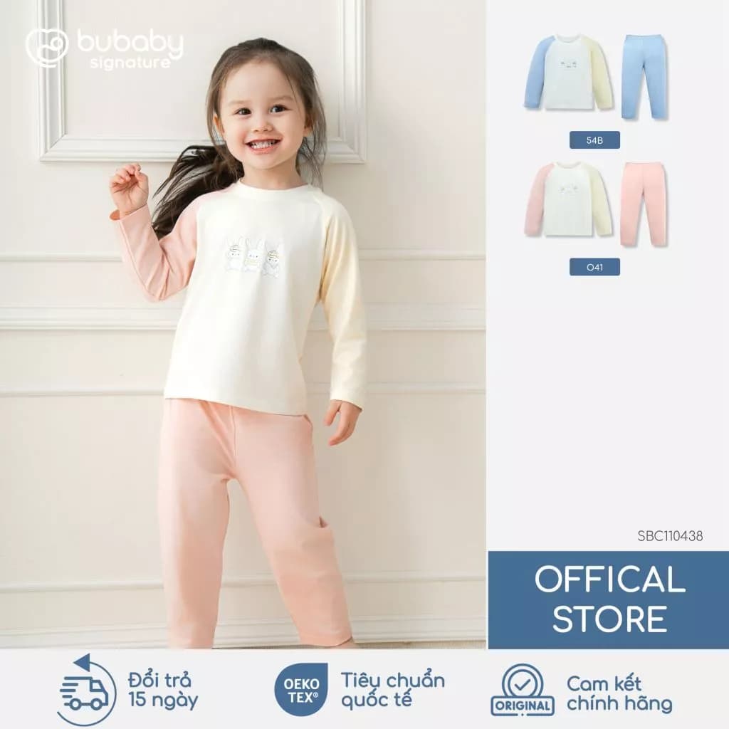 BU Baby Bộ dài tay thỏ Tinny Bunny Signature - N, bộ trẻ em | Quần áo cao cấp mềm mịn | SBC110438