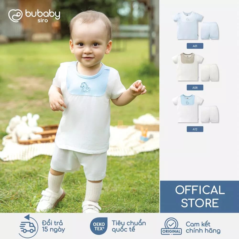 BU Baby Bộ cộc tay cài chéo, bộ sơ sinh cài chéo, newborn | Quần áo cao cấp mềm mịn | IVS130700