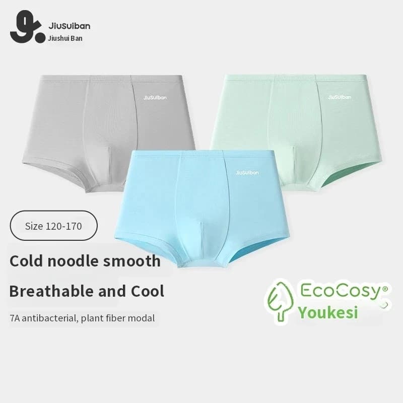 Jiusuiban Quần Lót Trẻ Em Bé Trai Bé Gái Boxer Mỏng Phong Cách Trung Lớn Trẻ Em 6-12 Tuổi Thiếu Niên Một Lớp Kháng Khuẩn Thoáng Khí Quần Đùi Boxer
