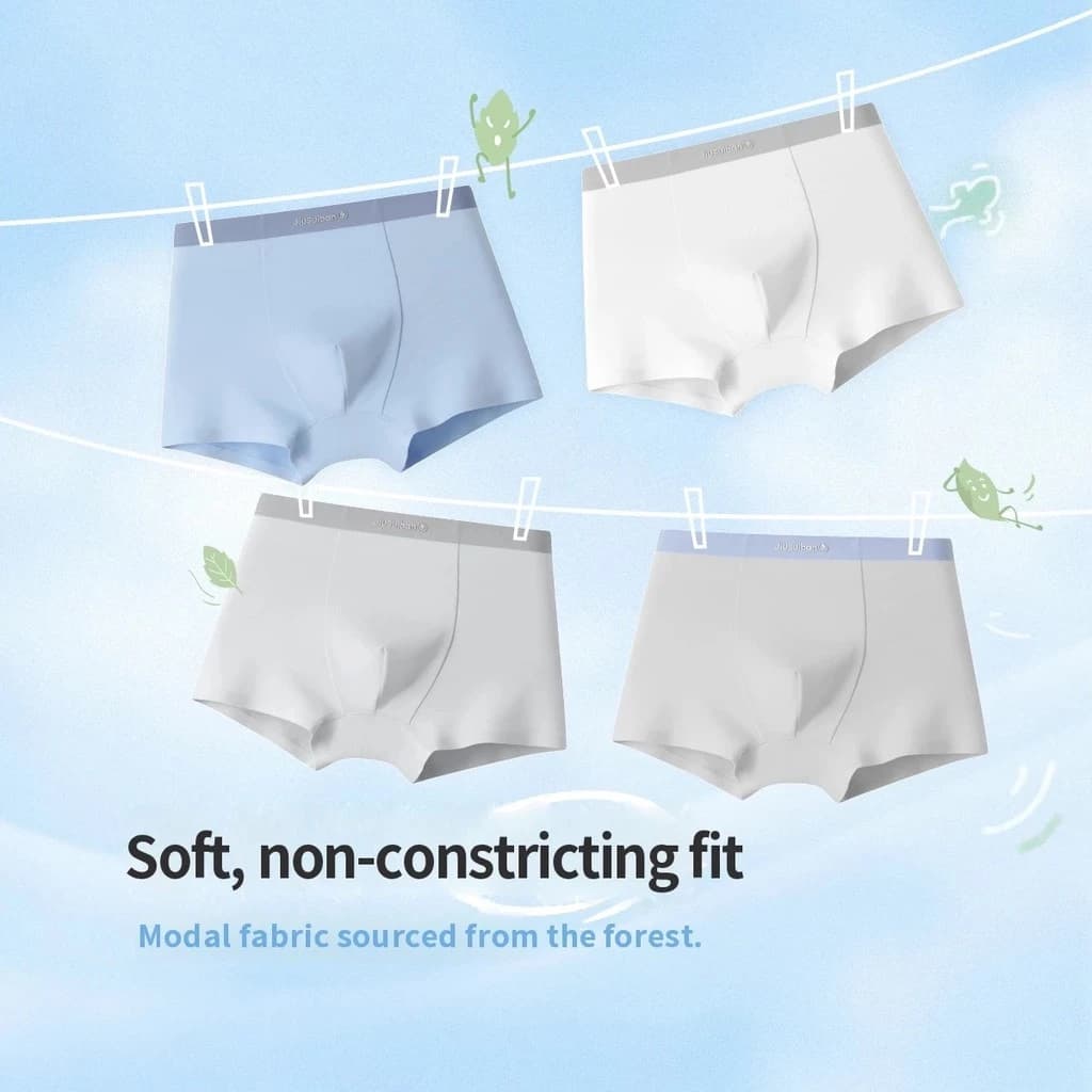 Jiusuiban [Modal Slippery] 4 Gói Quần Short Boxer Bé Trai 7A Quần Short Liền Mạch Kháng Khuẩn