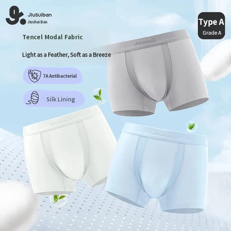 Quần lót đùi bé trai Jiusuiban vải Modal thoáng mát thể thao, Đáy lụa tơ tằm kháng khuẩn
