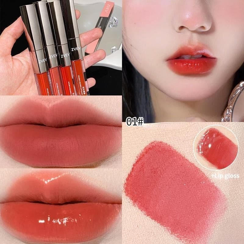 ZVEV 1 / 2 Chiếc Son Bóng Kép - Bóng Mờ & Bóng Lâu Dài, Công Thức Chống Dính Dưỡng Ẩm, Trang Điểm Chính Thức Giá Rẻ