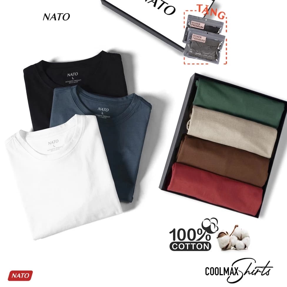 Áo Thun Trơn Cổ Tròn Nam Nato Coton Cao Cấp Màu Mới Đẹp Tay Ngắn Thấm Hút Mồ Hôi Form Fit Thoải Mái