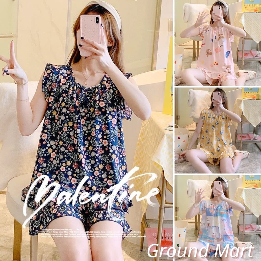 Bộ đồ mặc nhà cho nữ vải lanh áo sát nách cánh tiên quần đùi mềm mát, họa tiết trẻ trung size từ 45 - 70 kg
