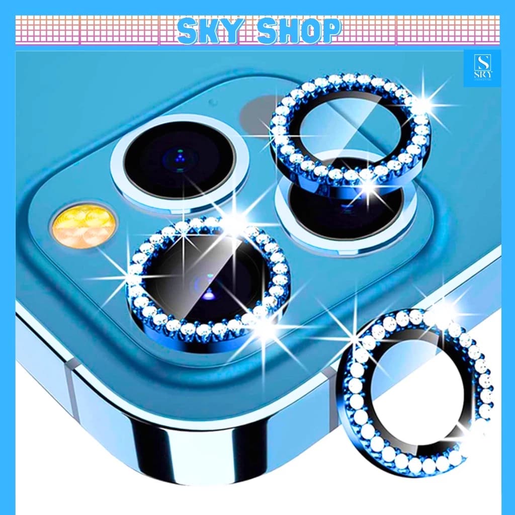 Cường lực đính đá kim cương bảo vệ camera iphone 16 ProMax 17 ProMax 17 Air 11 12 13 14 promax 15 pro max 15 Plus