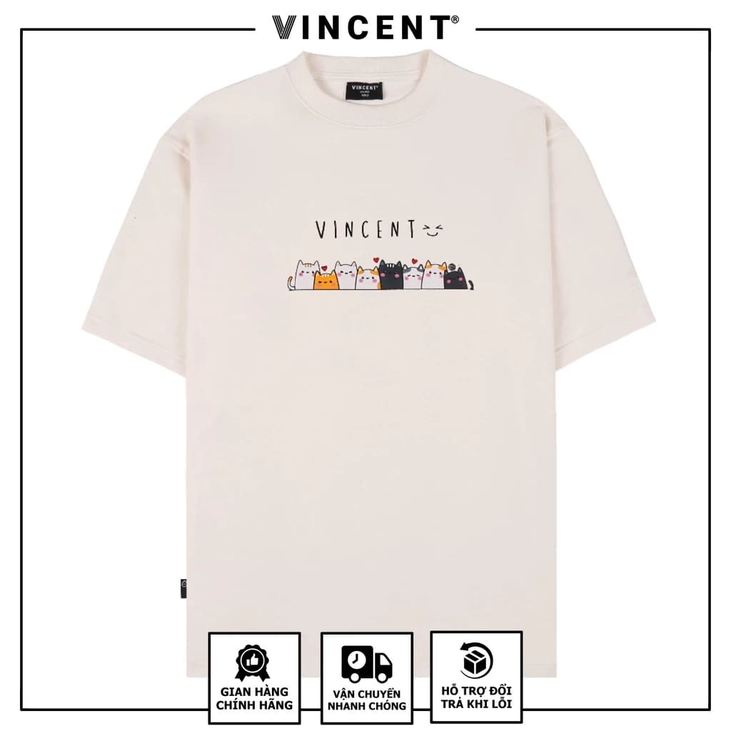 Áo Thun Da Cá Unisex Eight Cats Vincent Local Brand, Chất Vải Cotton Thấm Hút Mồ Hôi, Co Giãn Thoải Mái, Phong Cách Hàn