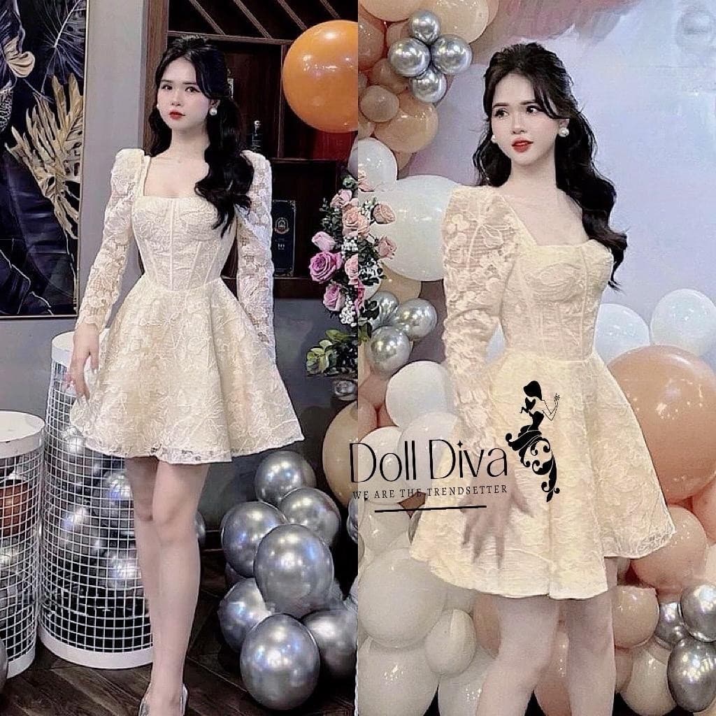 [Mã DOLLST4 GIẢM 35k] Váy ren Charm in Lace Đầm tiểu thư cho tiệc và dạ hội Dolldiva Dress