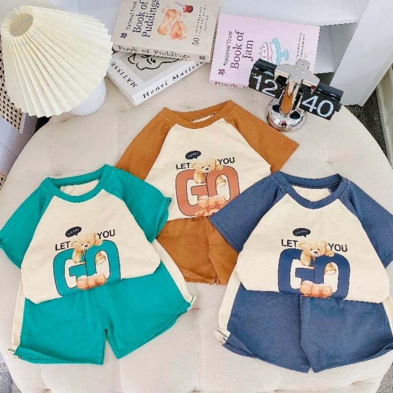Bộ Quần Áo Gấu Let You Go Cho Bé Trai Bé Gái Size 8_18kg