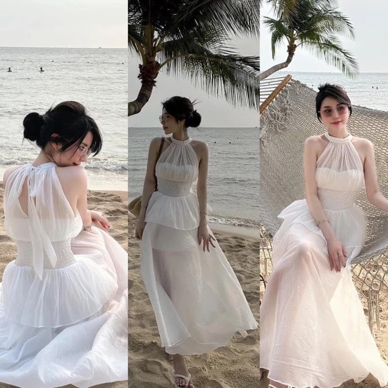 [MÃ DOLLHAD giảm 60k] S52 Set Áo Cổ Yếm Váy Maxi Tiểu Thư Chất Liệu Voan Tơ Cao Cấp Doll Diva Women