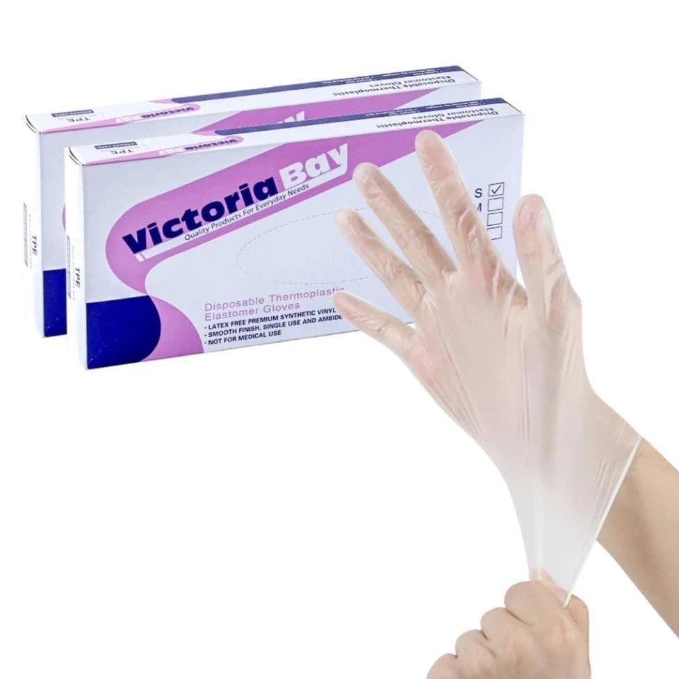 Hộp 100 găng tay nấu ăn siêu dai Victoria Bay làm bếp siêu dai chất liệu TPE không mùi chống nhăn