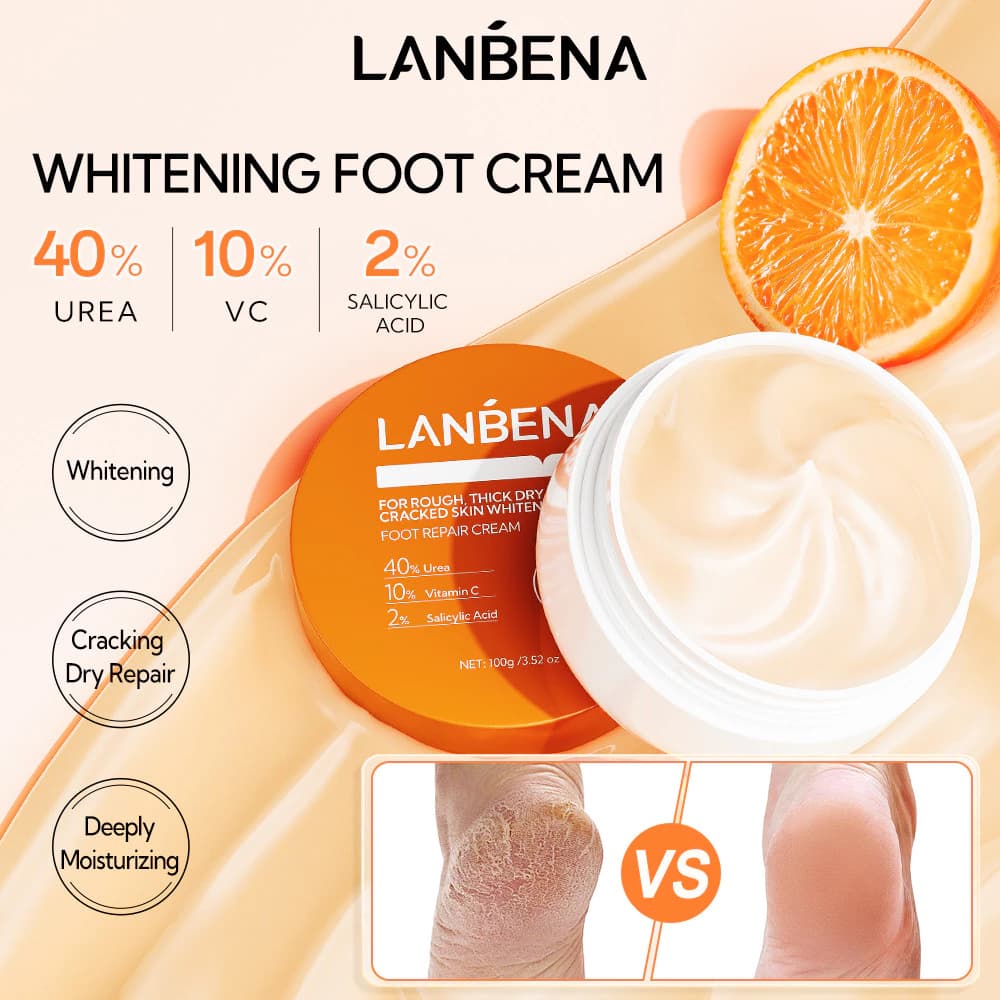 LANBENA Kem Dưỡng Chân (100g) - Vitamin C Hỗ Trợ Dưỡng Ẩm Dưỡng Sáng Giảm Chai Sần Làm Mềm Da Chân Skincare