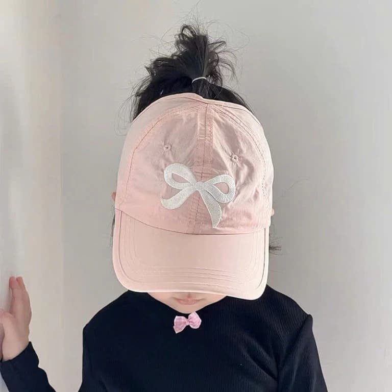 Nón Kết Thêu Nơ Nữa Đầu Cho Bé Gái 2-10 Tuổi🍒FREESHIP🍒Mũ lưỡi trai trẻ em hình nơ thêu dễ thương, phong cách Hàn Quốc
