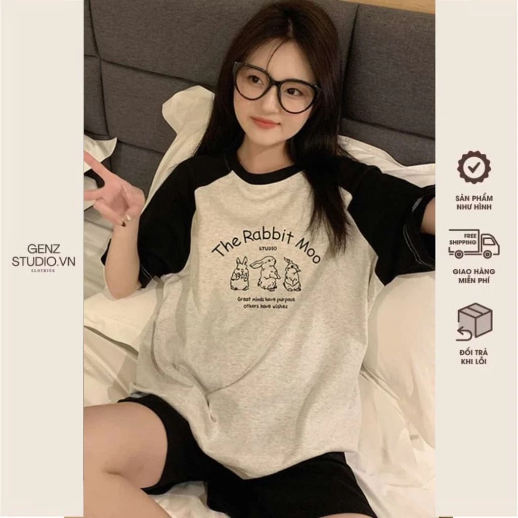 Set bộ  raplan in hình  nữ . Set bộ đùi thun cotton cá tính, đồ bộ mặc nhà,đi chơi  sp Genz