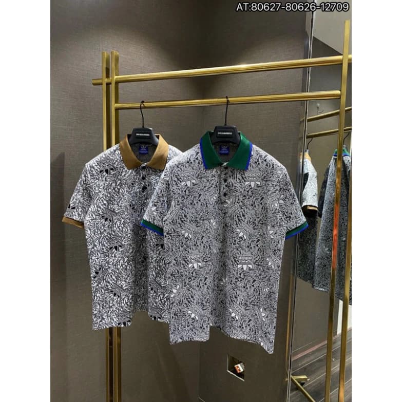 Áo Polo cotton dệt có họa tiết logo lá độc đáo, thiết kế tinh tế và thời trang cho mọi dịp.