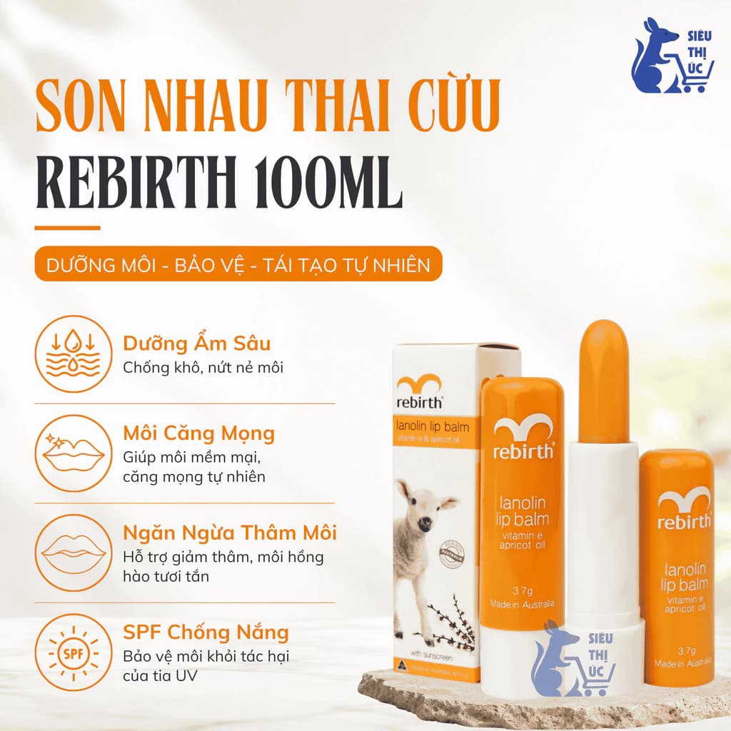 Son Dưỡng Môi Nhau Thai Cừu Rebirth 3.7g