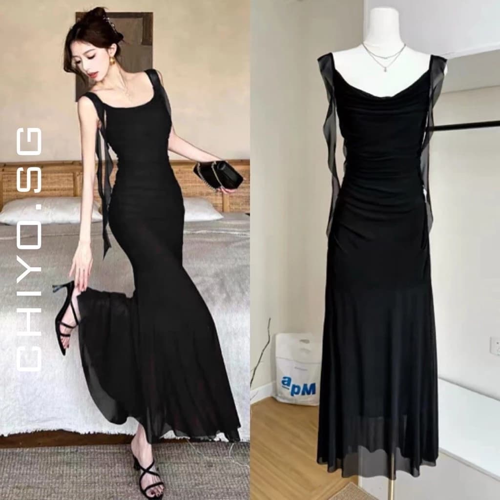 Đầm thiết kế dự tiệc dáng xoè phối tua rua nhún eo sang chảnh CHIYO.SG D431