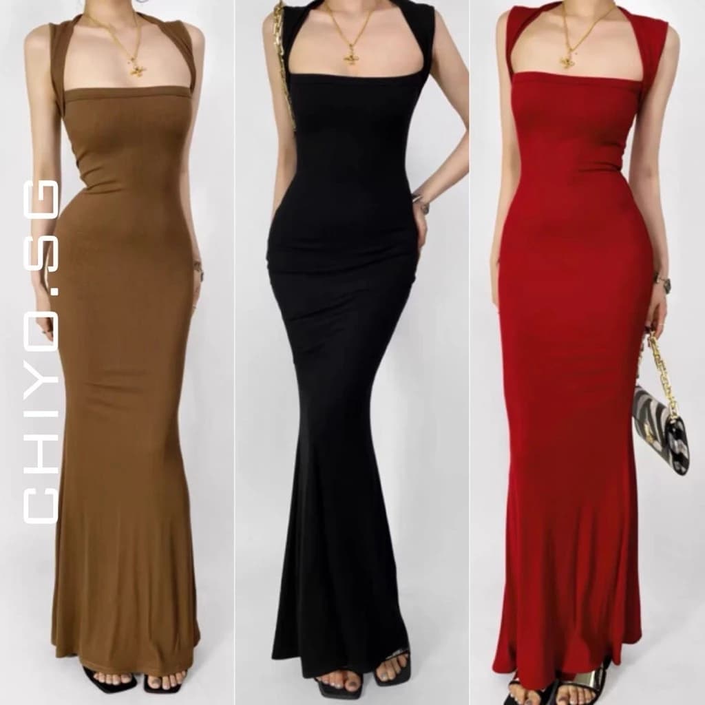 Đầm body cổ yếm đuôi cá phong cách sling CHIYO.SG quyến rũ đi tiệc D432