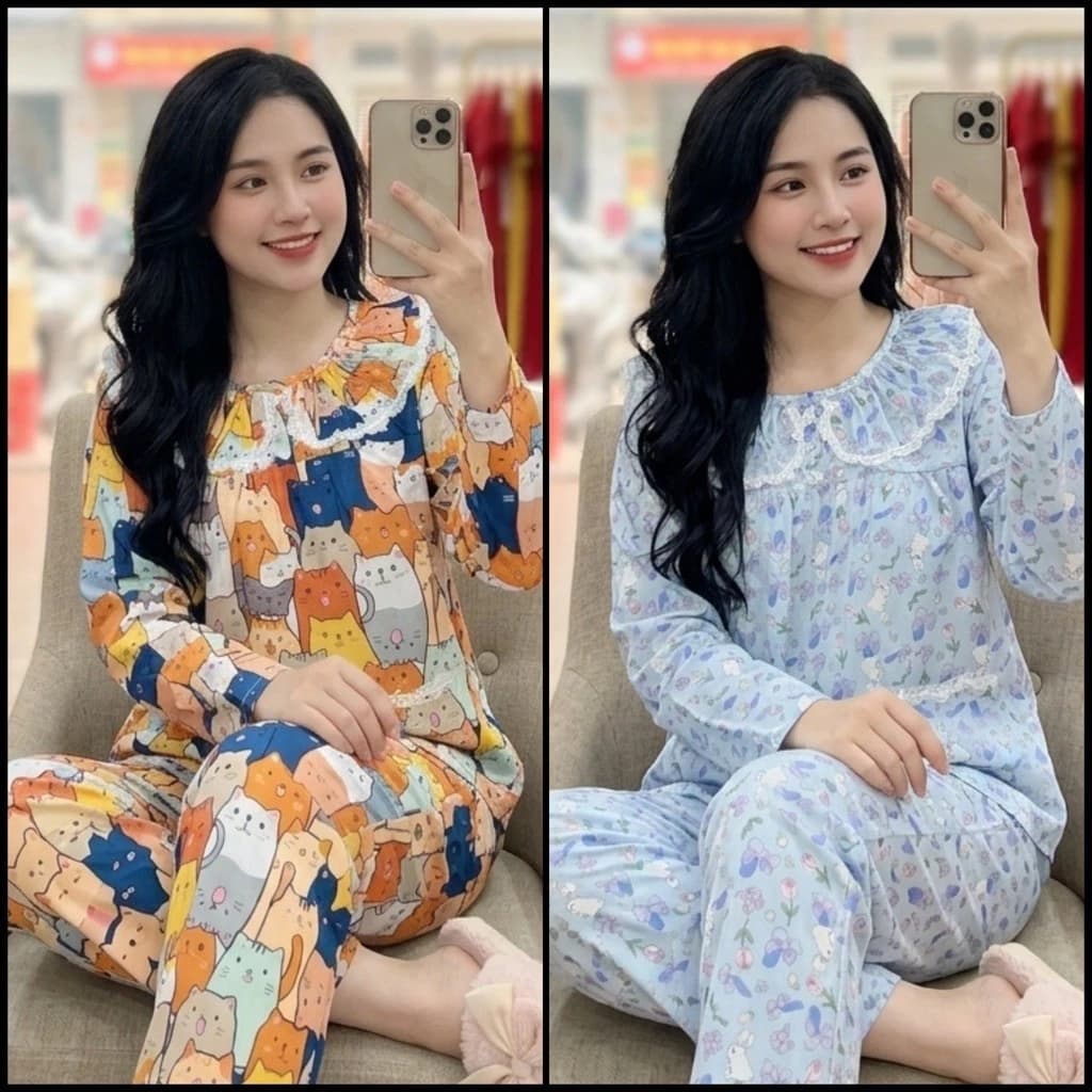 ĐỒ BỘ NỮ MẶC NHÀ - TOLEXINH [40kg-73kg] set bộ tole tay dài quần dài (dài quần 95-98-100cm) - Vải tole loại 1- FORM VỪA