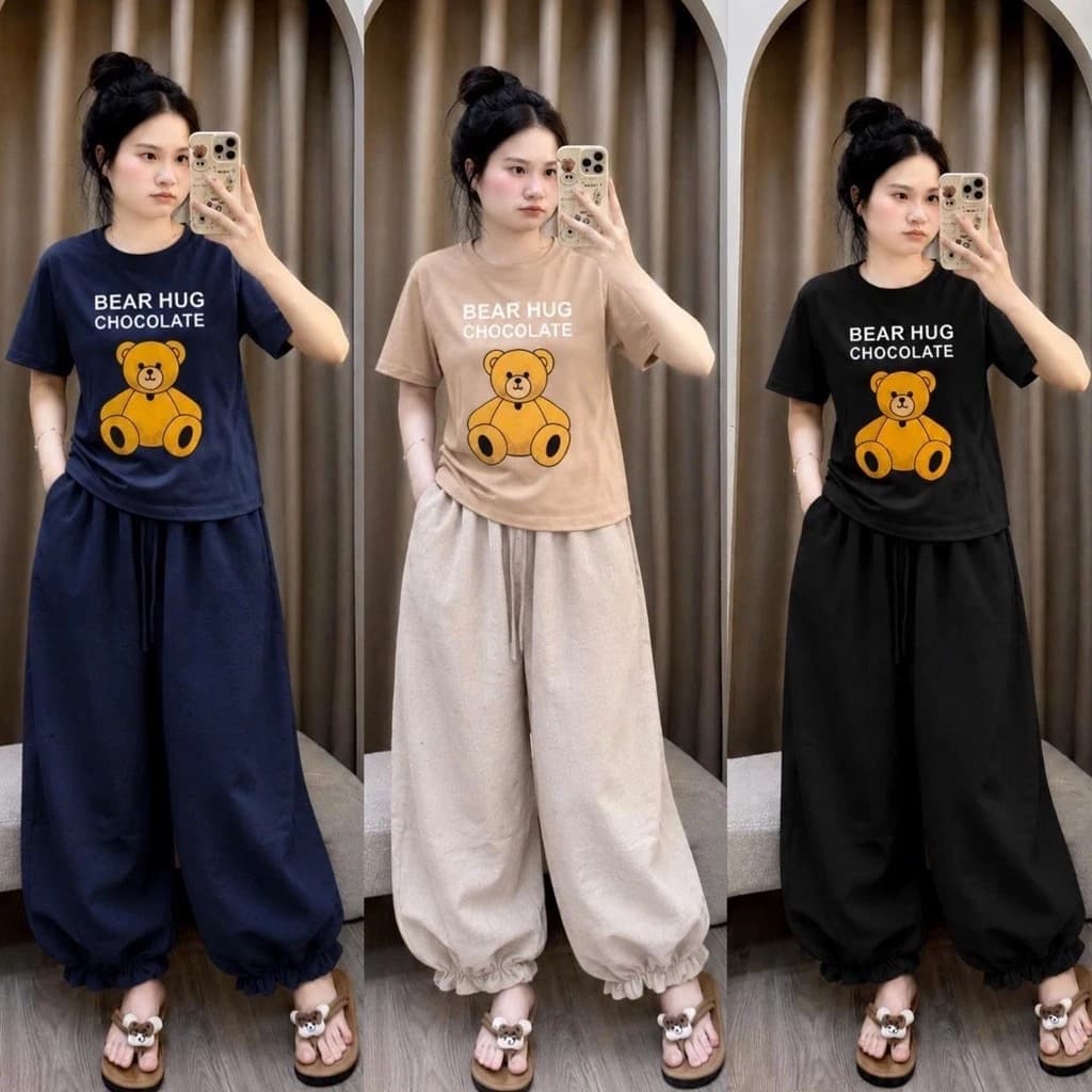 SÉT BỘ NỮ ,SÉT BỘ BIGSIZE,SÉT THUN BOOM THUNG IN GẤU BERT THỤN  ZIP MỀM THOẢI MÁI BIGSIZE 45-85KG